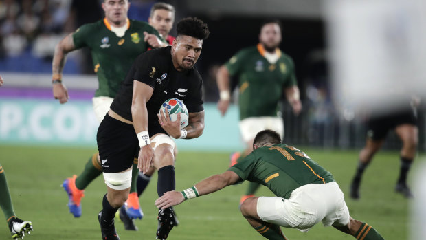 Dynamic: Ardie Savea's running lines caused South Africa trouble in Yokohama.