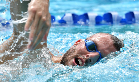 Kyle Chalmers during training at the Brisbane Aquatic Centre.