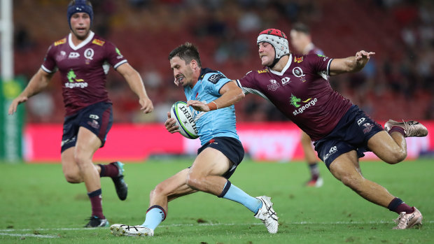 Jake Gordon (middle) came away from Suncorp Stadium with an injured ankle. 