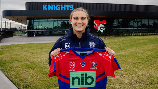 Jesse Southwell with her maiden NRLW jersey.
