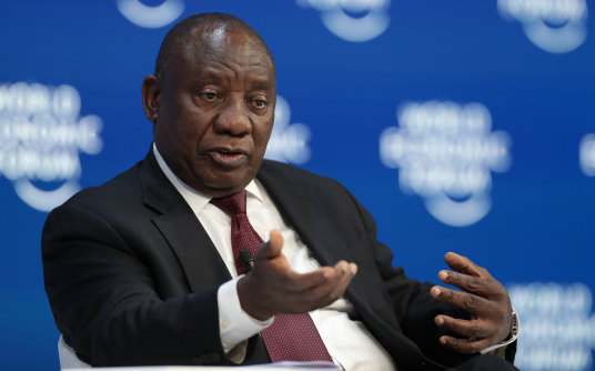 South African President Cyril Ramaphosa at the World Economic Forum in Davos, Switzerland, in January.
