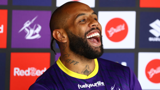 Josh Addo-Carr was relaxed as he returned for his final pre-season with the Storm.
