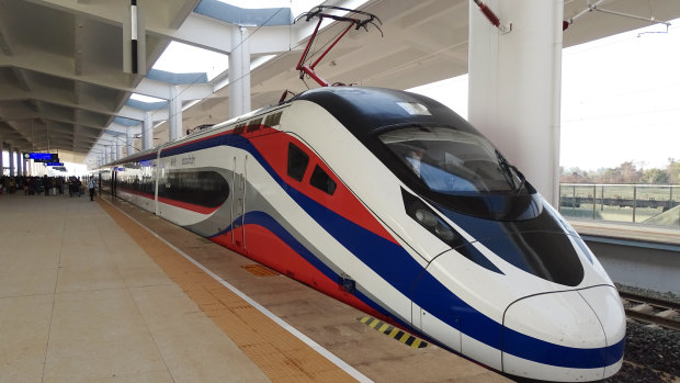 The semi-high-speed train from Laos to China travels at up to 160km/h.