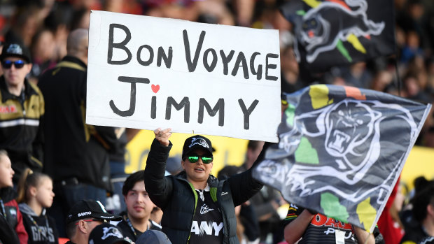 Penrith fans pay tribute to the departing James Maloney.