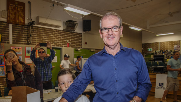 Michael Daley voting at Chifley Public School on Saturday.