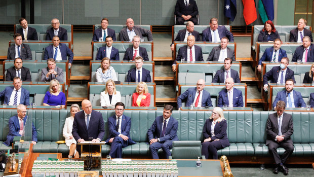 A sea of suits make up the Liberal Party.