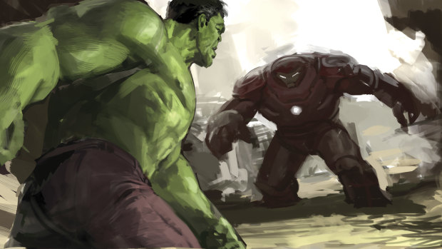 Not Boris Johnson: The Hulk goes up against Iron-Man. 