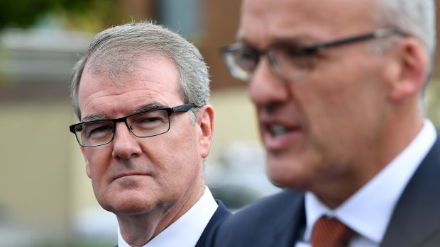 Michael Daley (left) and NSW former opposition leader Luke Foley.