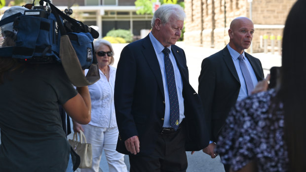 Una and Denis Glennon leaving Perth District Court after the sentencing. 