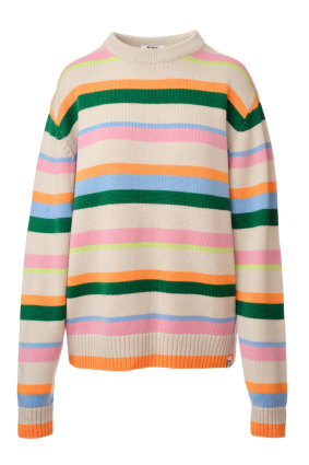The “Gravity Stripe” jumper, made from excess yarn.
