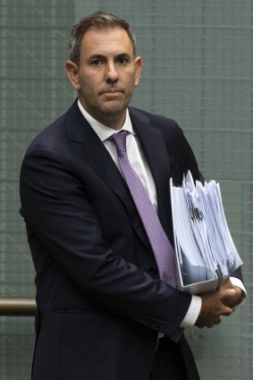 Treasurer Jim Chalmers arrives for Question Time at Parliament House in Canberra on Monday.