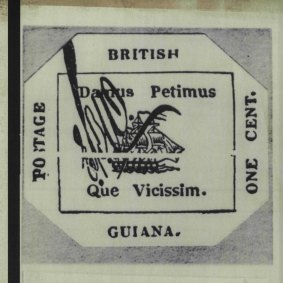  The British Guiana 1865 one cent stamp, the world's rarest postage stamp. 