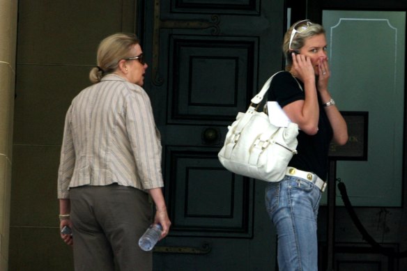 Elizabeth and Lizzie Buttrose attending court in 2009.