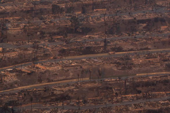 A whole neighbourhood burnt to the ground in Pacific Palisades.