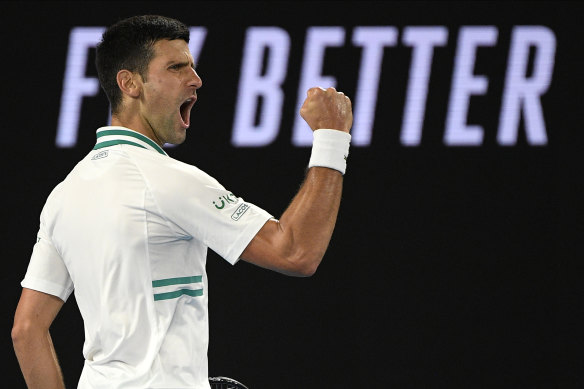 Novak Djokovic during last month’s Australian Open final.