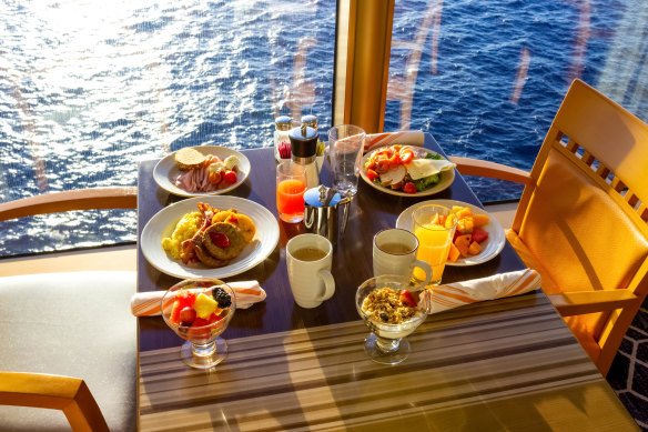 Cruising passengers may eat two or three times what they do at home.