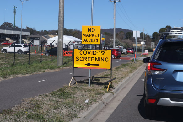 COVID testing at Exhibition Park in Canberra following cases in the ACT.