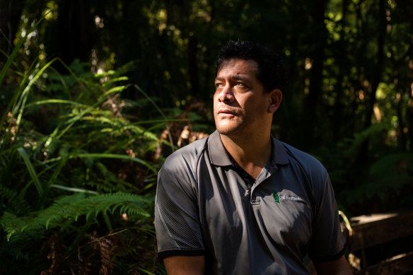 Taoho Patuawa, chief science officer for the local Māori tribe, Te Roroa, in Waipoua Forest in New Zealand.