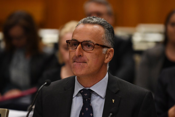 Sports Minister John Sidoti pictured at a budget estimates hearing on Thursday where he was grilled for two hours over his property investments.