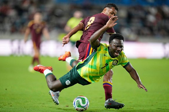 Nestory Irankunda and the Socceroos had a dirty day against Venezuela.