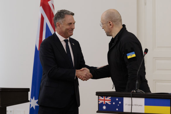 Marles and Ukrainian Prime Minister Denys Shmyhal in Lviv.