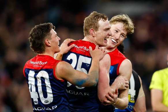 Harrison Petty emerged as a focal point for Melbourne against Richmond.