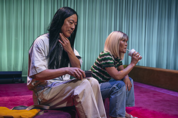 Taka Takiguchi and Yumi Umiumare in a scene from Apologia at Malthouse Theatre.