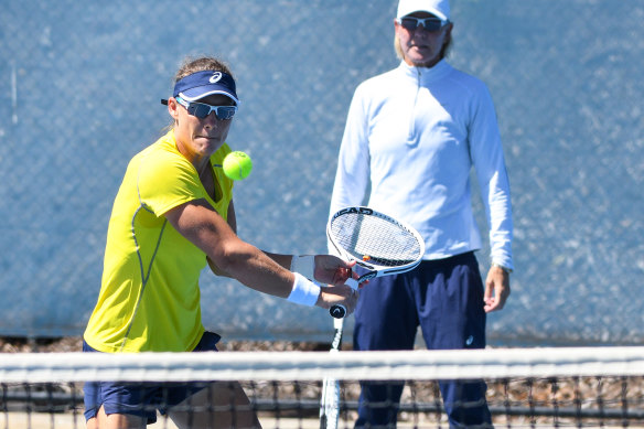 Sam Stosur during a practice session in Melbourne on Wednesday. 