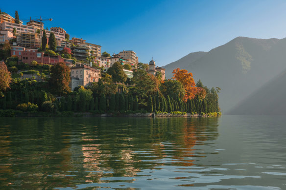 The gardens of the Villa Favorita in Lugano, Switzerland, stretch down to the waters of Lake Lugano where the search continued.