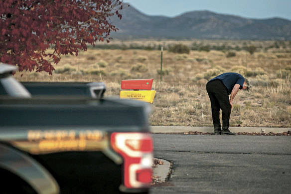 Alec Baldwin was pictured distraught outside a New Mexico sheriff’s office after being questioned about the shooting. 