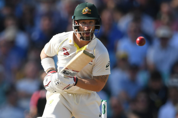 Eyes on the ball: Matthew Wade bats during day four of the Ashes. 