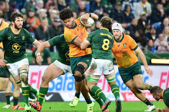 Rob Valetini on the charge at DHL Stadium.