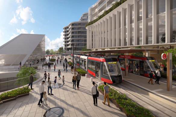 Under ALTRAC’s plans, the light rail line would extend to the City of Sydney’s library at Green Square. 