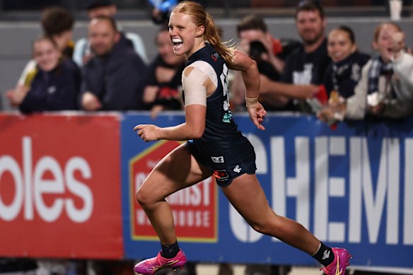 Sophie McKay celebrates a goal