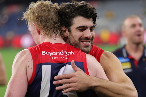 Clayton Oliver and Petracca in their final season at Melbourne.