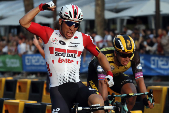 Caleb Ewan, left, wins the final stage of the Tour de France, an unofficial world championship for sprinters. 