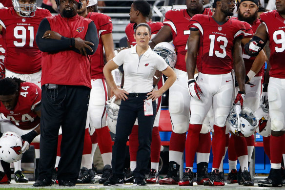 Jen Welter became the first female coach in NFL history when she became Arizona Cardinals linebacker coach in 2015.