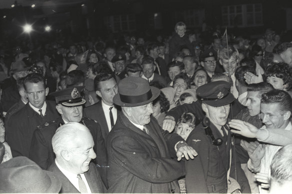 President Johnson arrives at Canberra Airport.