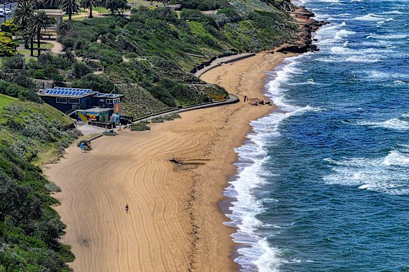 Aerial view of Sandringham beach.