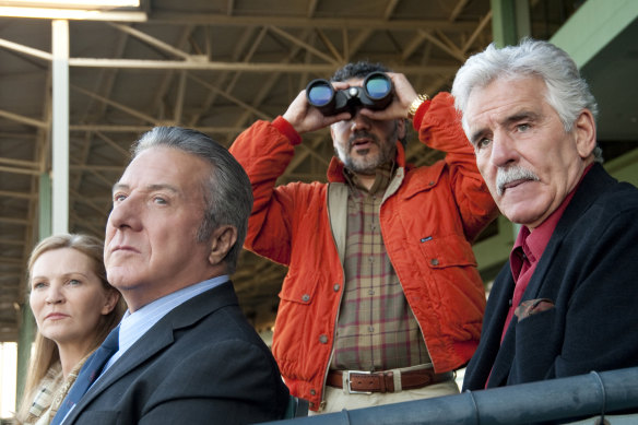 Dustin Hoffman and Dennis Farina in the HBO series Luck, which was cancelled after one season after a string of accidents involving horses.