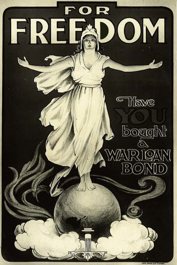 During World War I, the Commonwealth Bank raised money for the war effort by selling war bonds. It often used emotive posters such as these to entice Australians to help fund the defence effort.