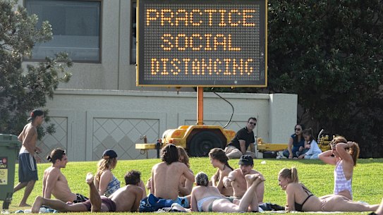 St Kilda Beach was packed at 5pm, despite warnings to practice social distancing.