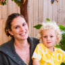 Caroline McGuigan from Clovelly encourages her children to play in the dirt.