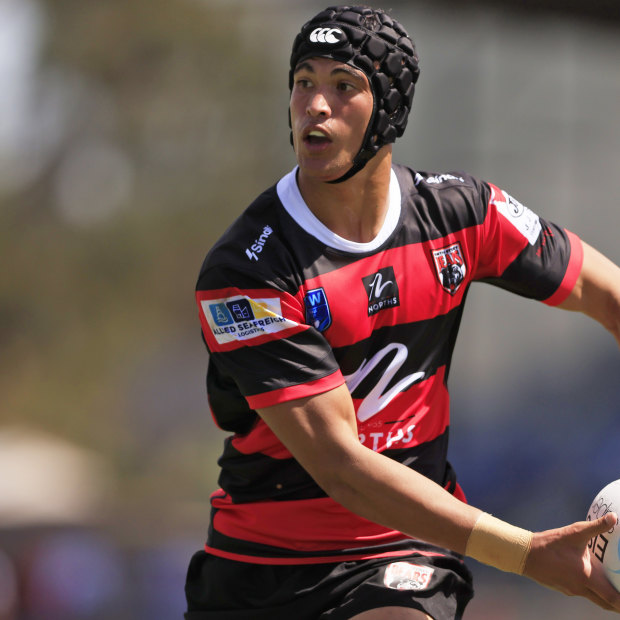 Joseph Suaalii in action during a North Sydney trial match.