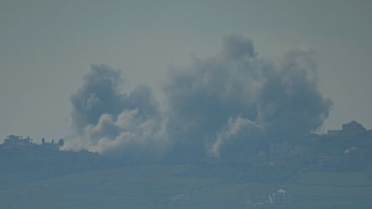 Smoke rises following an Israel military bombardment in southern Lebanon as seen from northern Israel.