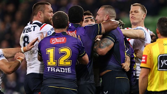 Jared Waerea-Hargreaves and Nelson Asofa-Solomona lead the charge as the Roosters and Storm go toe to toe on Friday night.