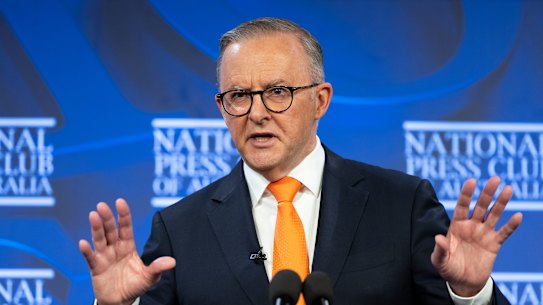 Prime Minister Anthony Albanese at the National Press Club.
