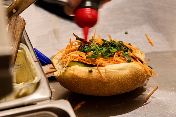 Banh mi made with fresh veg from the garden at Superhero.