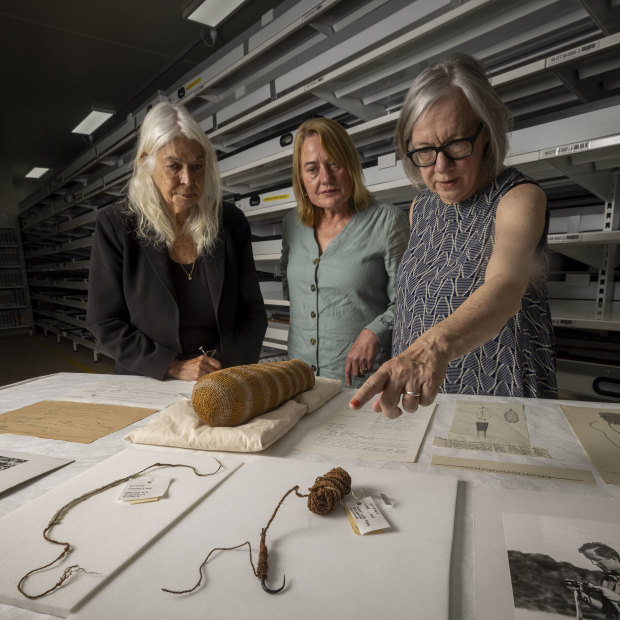 University of Melbourne has been given a huge collection of Aboriginal cultural heritage by the family of Donald Thomson. Professor Marcia Langton with Elaine Thomson and Professor Su Baker at the university.