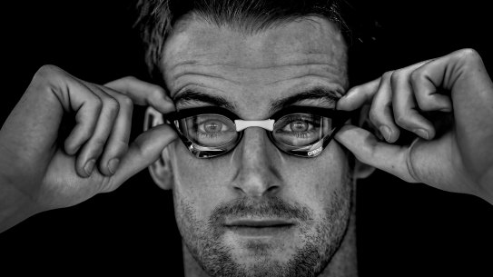 James Magnussen tries the new Cobra Ultra at the Launch of the Arena Powershin.